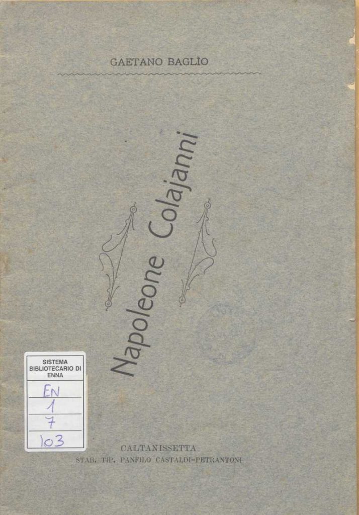 EN.1.7.103-114 – NAPOLEONE COLAJANNI, LETTERE, LIBRI, RIVISTE