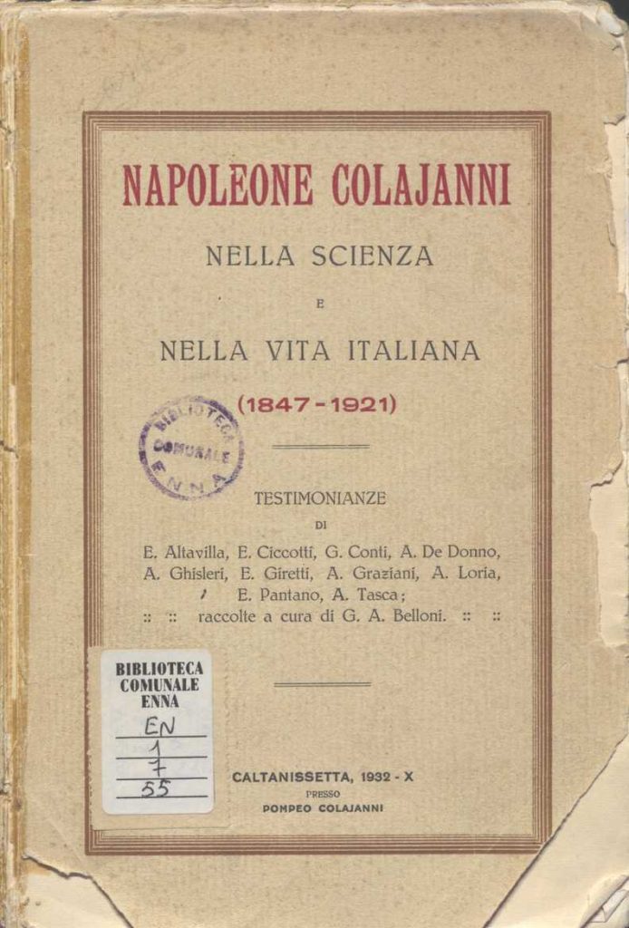 EN.1.7.55-65 – NAPOLEONE COLAJANNI, LETTERE, LIBRI, RIVISTE