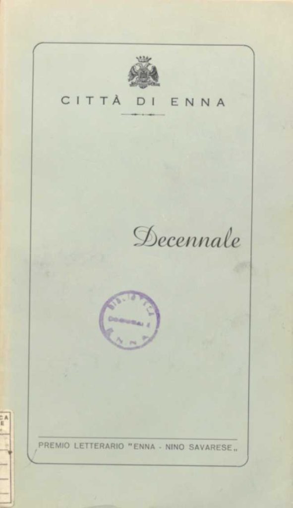 SEZ.SAV. 33 – ISTITUZIONE PREMIO NINO SAVARESE-DECENNALE
