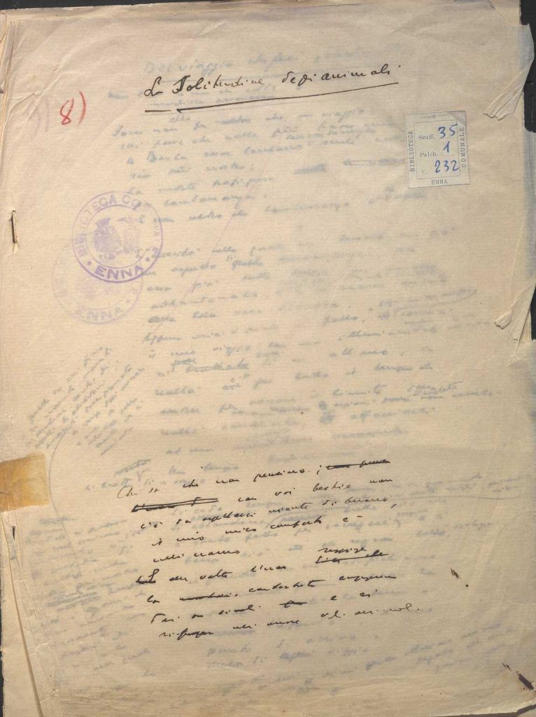 SEZ.SAV. 35.1.232 – LA SOLITUDINE DEGLI ANIMALI