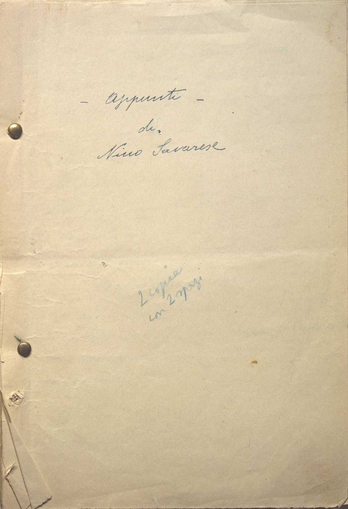 SEZ.SAV. 35.1.236 – APPUNTI. NINO SAVARESE