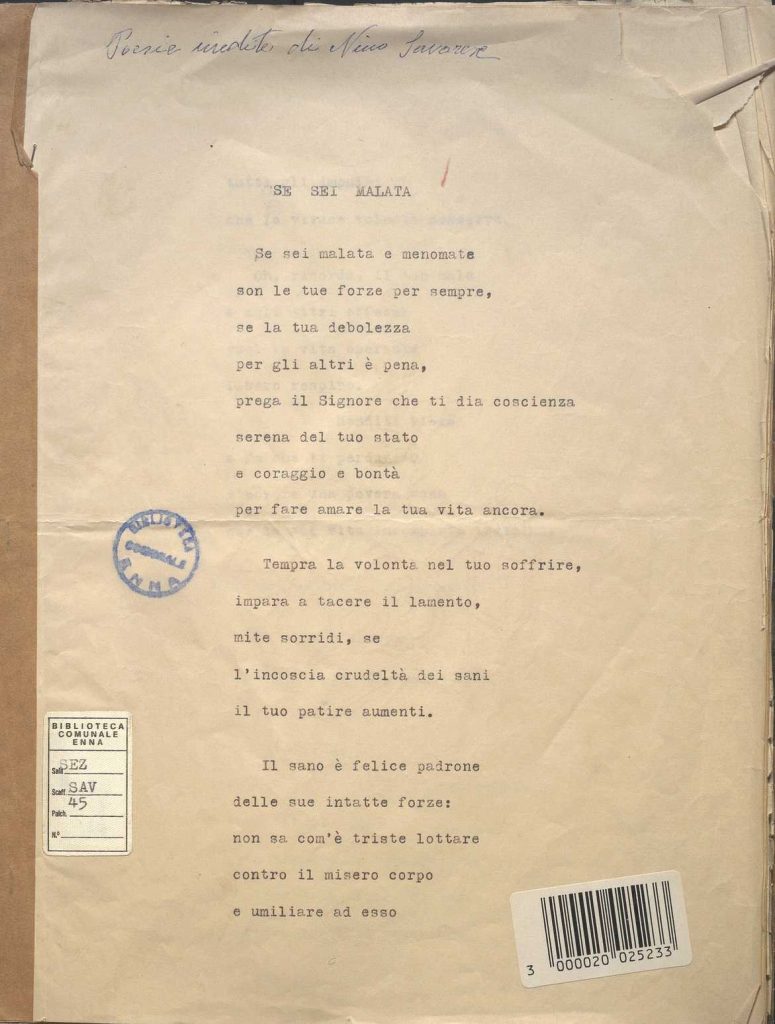 SEZ.SAV. 45 – POESIE INEDITE DI NINO SAVARESE