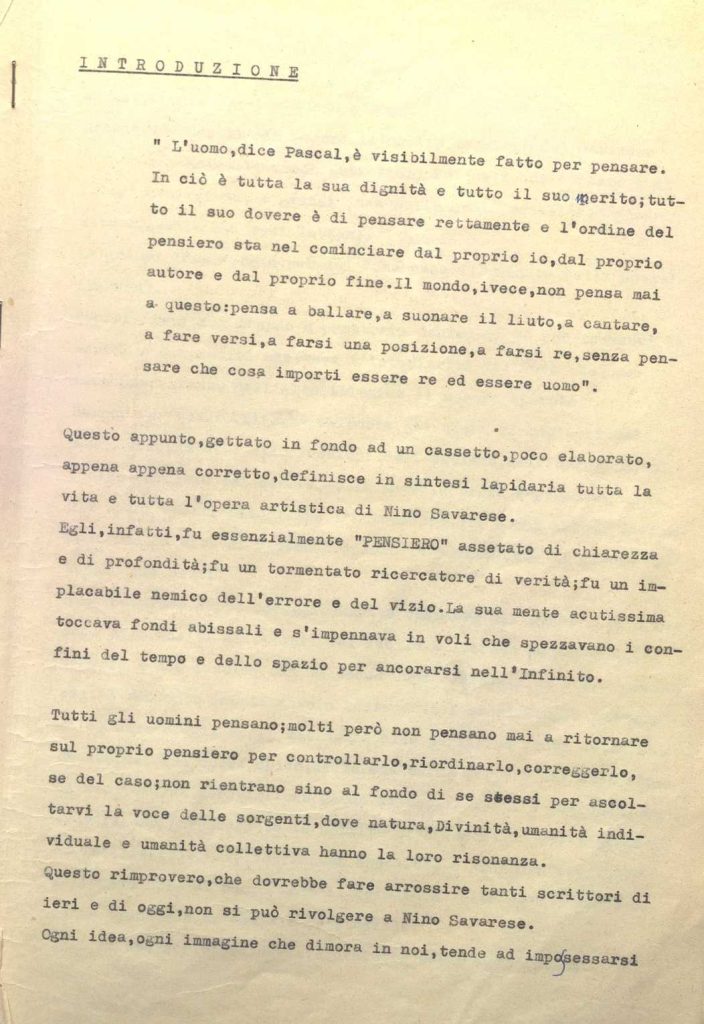 SEZ.SAV. 49 – MOTIVI PERENNI NELL’OPERA DI NINO SAVARESE. SALVATORE MAMMANA