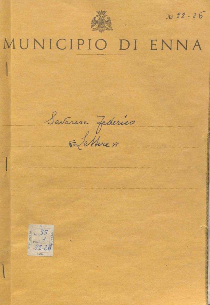 SEZ.SAV. M. 35.1.22-26 – FEDERICO SAVARESE, LETTERE