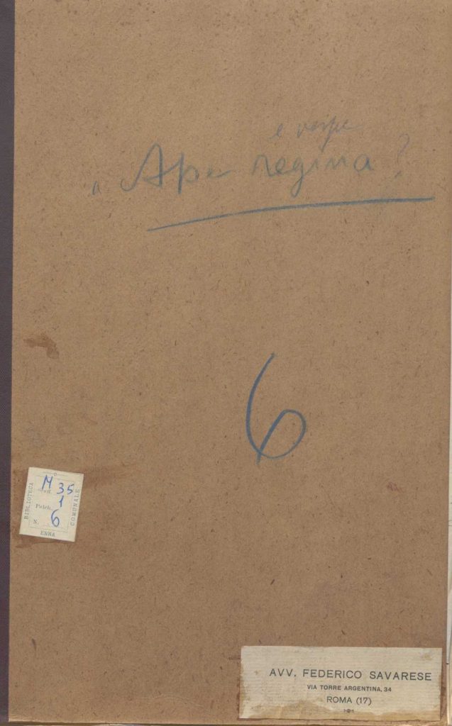 SEZ.SAV. M. 35.1.6 – API E VESPE. FEDERICO SAVARESE