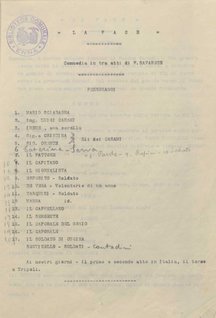 SEZ.SAV. M. 35.1.8 – LA PACE. FEDERICO SAVARESE