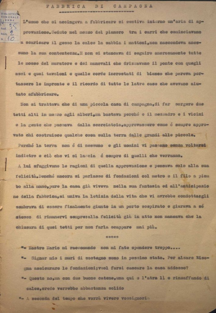 SEZ.SAV. M.35.2.10 – FABBRICA DICAMPAGNA. NINO SAVARESE