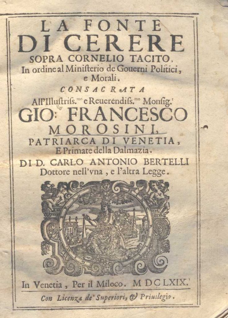 CM.1.4.21 – LA FONTE DI CERERE SOPRA CORNELIO TACITO. CARLO ANTONIO BERTELLI. 1669