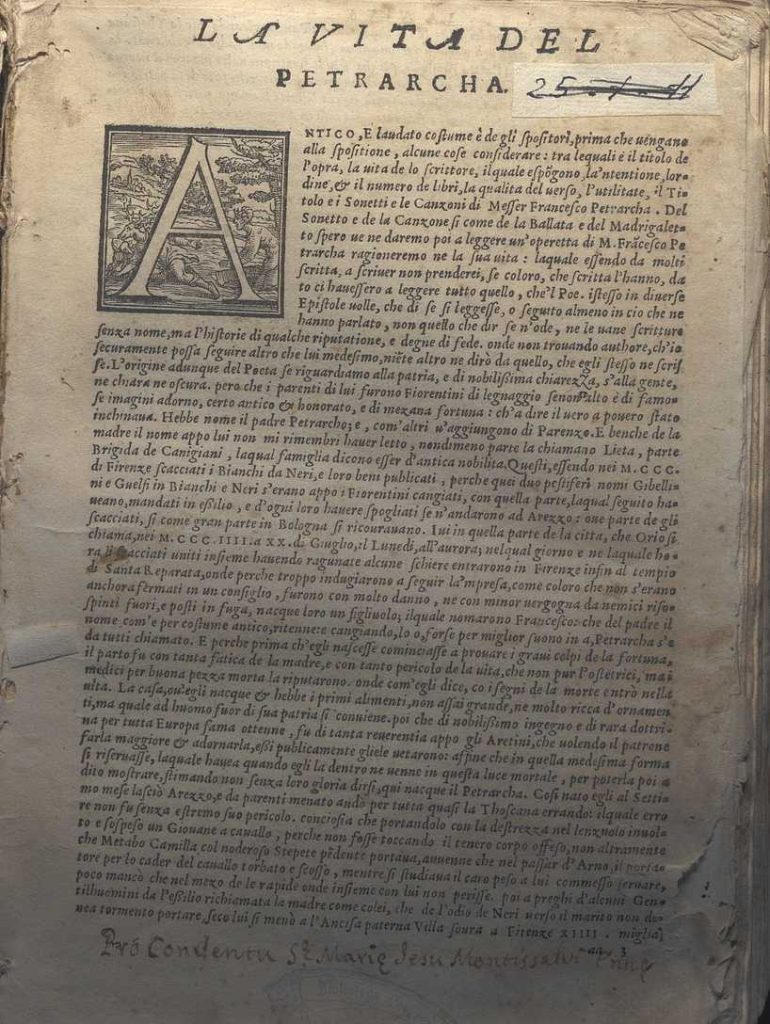 B.13.5.13 – Sonetti e Canzoni del Petrarca 1553 A