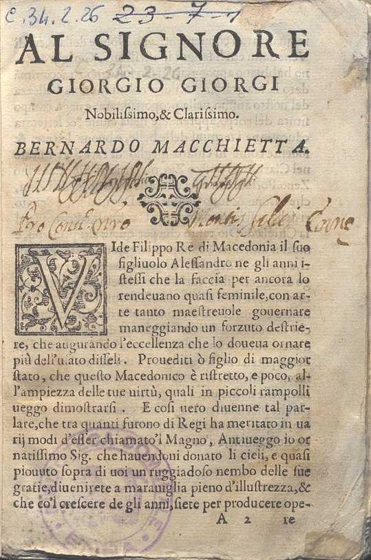 C.34.2.26 – MEDITAZIONI DEVOTISSIME DI SAN BONAVENTURA CARDINALE. 1547