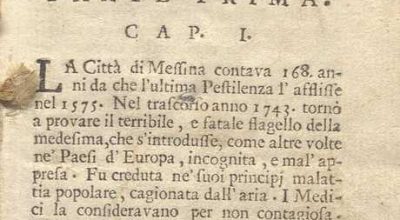 C.M. 11. E. 1 – MEMORIA STORICA DELLA PESTE DI MESSINA. TURRIANO ORAZIO. 1743