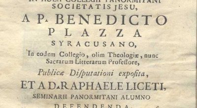 C.M. 14. E. 2 – DISSERTATIO BIBLICO-PHYSICA. P. BENEDETTO PLAZZA. 1734