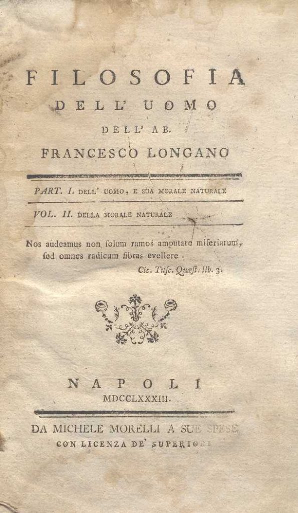 C.M. 14. I. 26 – FILOSOFIA DELL’UOMO. AB. FRANCESCO LONGANO 1783