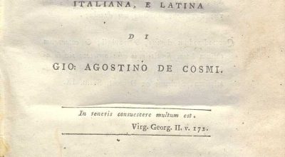C.M. 14. I. 31 – ELEMENTI DI FILOLOGIA ITALIANA E LATINA. GIOAGOSTINO DE COSMI. 1796