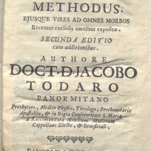 C.M. 15. H. 6 - NUOVO METODO DELL’ACQUA FREDDA E LE SUE VIRTU’ CONTRO TUTTE LE MALATTIE. DOTT. GIACOMO TODARO DI PALERMO. 1726