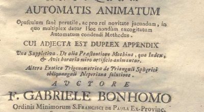C.M. 15. I. 13 – AUTONOMATUM INAEQUALE. GABRIELE BONOMO. 1747