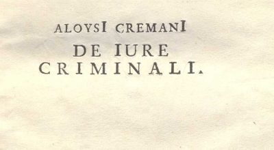 C.M. 17. B. 17 – DE IURE CRIMINALI LIBRI TRES. LUIGI CREMANI. 1791. TOMO I