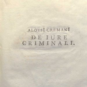 C.M. 17. B. 18 - DE IURE CRIMINALI LIBRI TRES. LUIGI CREMANI. 1791. TOMO II