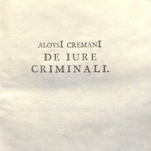 C.M. 17. B. 19 - DE IURE CRIMINALI LIBRI TRES. LUIGI CREMANI. 1791. TOMO III