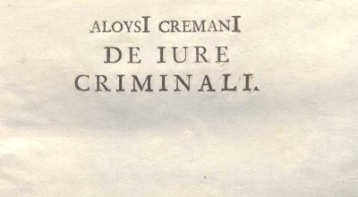 C.M. 17. B. 19 – DE IURE CRIMINALI LIBRI TRES. LUIGI CREMANI. 1791. TOMO III