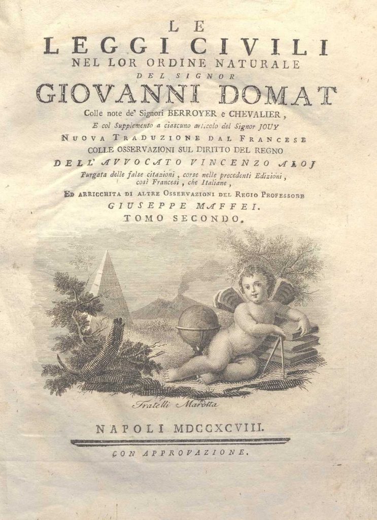 C.M. 17. B. 21 – LE LEGGI CIVILI NEL LORO ORDINE NATURALE. GIOVANNI DOMAT. 1798. TOMO II