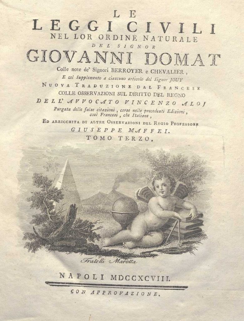 C.M. 17. B. 22 – LE LEGGI CIVILI NEL LORO ORDINE NATURALE. GIOVANNI DOMAT. 1798. TOMO III