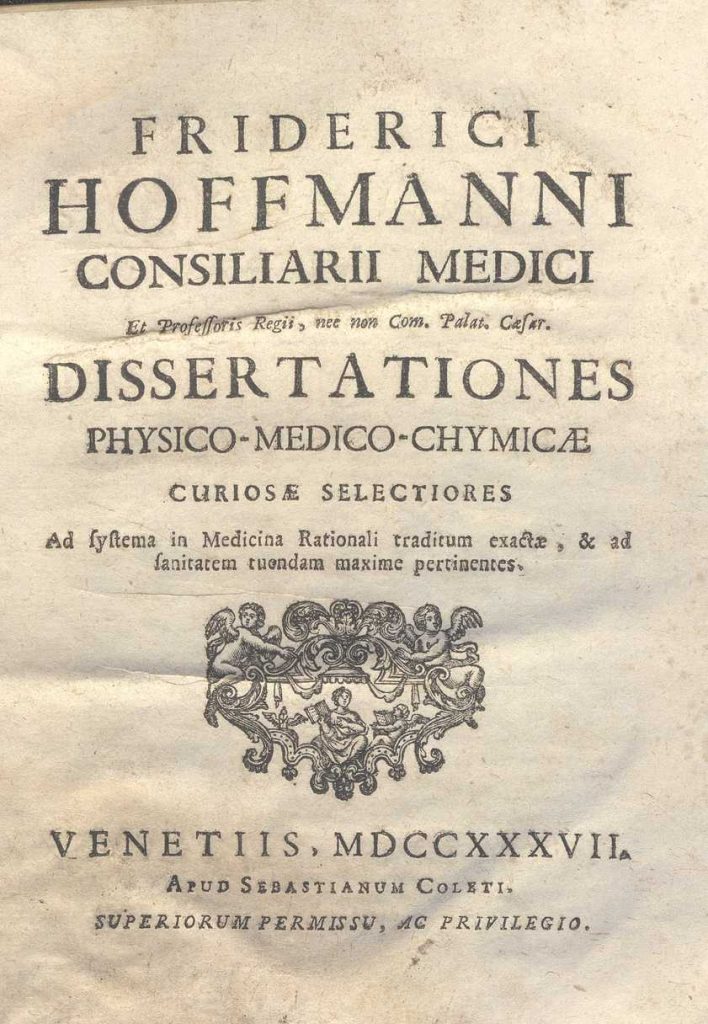 C.M. 18. F. 11 – DISSERTATIONES PHYSICO-MEDICO-CHYMICAE. FEDERICI HOFFMANNI. 1787