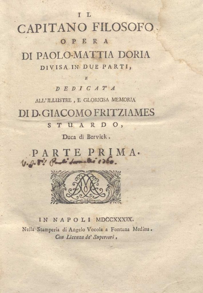 C.M. 18. F. 12 – IL CAPITANO FILOSOFO- PAOLO MATTIA DORIA. 1789