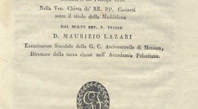 C.M. 20. F. 25 – ORAZIONE PER LE SOLENNI ESEQUIE DI SUA MAESTA’ FERDINANDO I DI BORBONE. D. MAURIZIO LAZARI. 1825