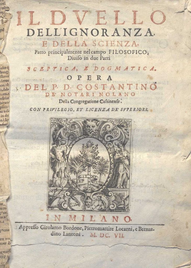 C.M. 7. B. 8 – IL DUELLO DELL’IGNORANZA E DELLA SCIENZA. COSTANTINO NOTARI NOLANO. 1607