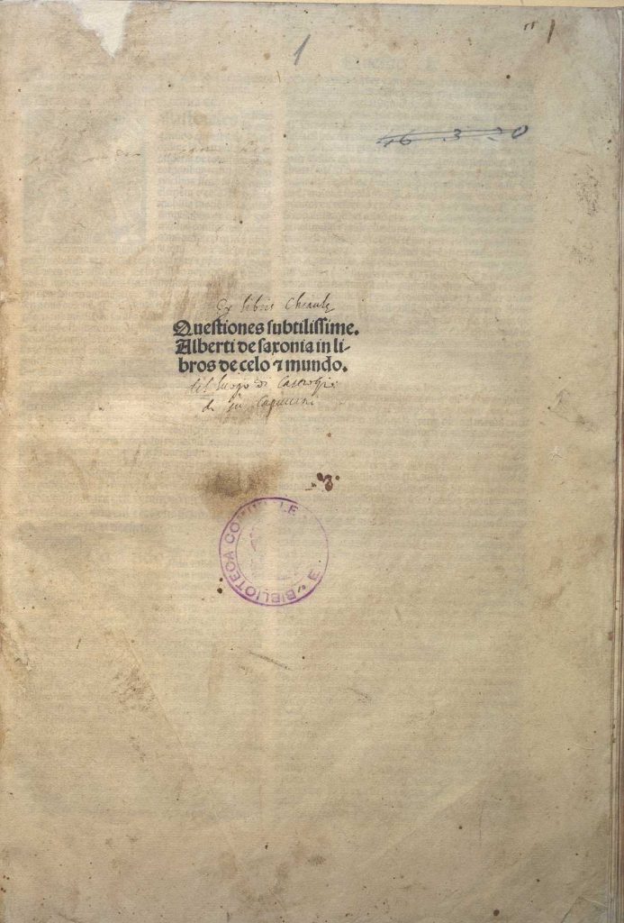 Inc.35.C.23 – ALBERTUS DE SAXONIA, QUAESTIONES IN LIBROS ARISTOTELIS DE CAELO ET MUNDO. VENEZIA 1492
