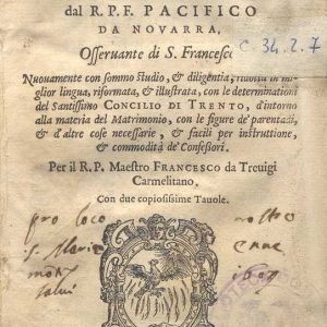 C.34.2.7 - SOMMA PACIFICA. PACIFICO DA NOVARA. 1581-