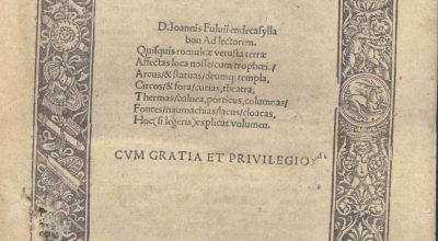 C.M. 3. B. 6 – ANTIQUITATES URBIS. ANDREA FULVIO. 1527