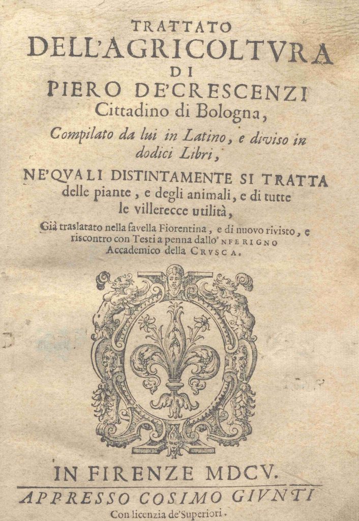 C.M. 7. A. 14 – TRATTATO DELL’AGRICOLTURA DI PIETRO DE’CRESCENZI. 1605