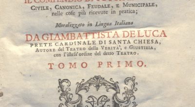 CM.16.B.11 – IL DOTTOR VOLGARE DIVISO IN 6 TOMI. GIOVAN BATTISTA DE LUCA. 1760. TOMO I   PARTE SECONDA