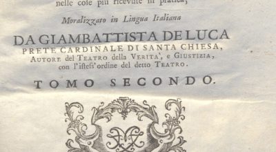 CM.16.B.12 – IL DOTTOR VOLGARE DIVISO IN 6 TOMI. GIOVAN BATTISTA DE LUCA. 1760. TOMO II  PARTE SECONDA