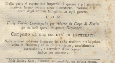 CM.16.A.5 – NUOVO DIZIONARIO ISTORICO OVVERO ISTORIA IN COMPENDIO. COMPOSTO DA UNA SOCIETA’ DI LETTERATI. 1791. TOMO V