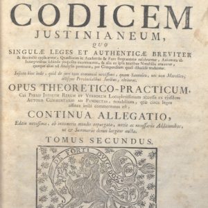 CM.19.G.15 - COMMENTARIUS IN CODICEM JUSTINIANEUM. JOHANNIS BRUNNEMANNI. 1771. TOMO II