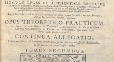 CM.19.G.15 – COMMENTARIUS IN CODICEM JUSTINIANEUM. JOHANNIS BRUNNEMANNI. 1771. TOMO II