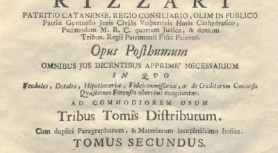 CM.18.H.5 – DE CENSIBUS TRACTATUS PRATICUS. JOHANNE RIZZARI. 1746. TOMUS II
