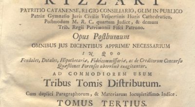 CM.18.H.6 – DE CENSIBUS TRACTATUS PRATICUS. JOHANNE RIZZARI. 1748. TOMUS III