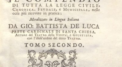 CM.16.B.6 – IL DOTTOR VOLGARE DIVISO IN 6 TOMI. GIOVAN BATTISTA DE LUCA. 1760. TOMO II  PARTE PRIMA