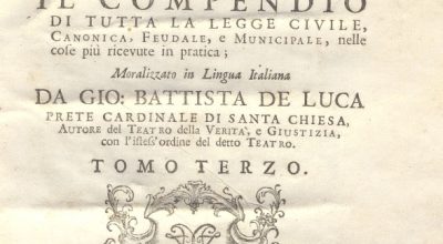 CM.16.B.7 – IL DOTTOR VOLGARE DIVISO IN 6 TOMI. GIOVAN BATTISTA DE LUCA. 1760. TOMO III PARTE PRIMA