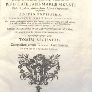 CM.19.E.16 - THESAURUS SACRORUM RITUUM. D. BARTHOLOMEO GAVANTI. 1769. TOMO II