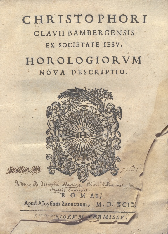 CM.2.E.21 – HOROLOGIORUM NOVA DESCRIPTIO. CHRISTOPH CAVIUS. 1599