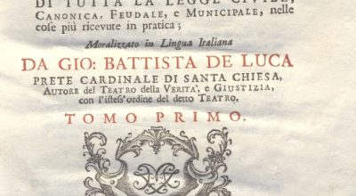 CM. 16. B. 5 – IL DOTTOR VOLGARE DIVISO IN 6 TOMI. GIOVAN BATTISTA DE LUCA. 1760. TOMO I   PARTE PRIMA
