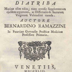 C.M. 14. C. 4 - DE MORBIS ARTIFICUM DIATRIBA. BERNARDINO RAMAZZINI. 1743