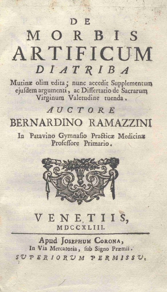 C.M. 14. C. 4 – DE MORBIS ARTIFICUM DIATRIBA. BERNARDINO RAMAZZINI. 1743