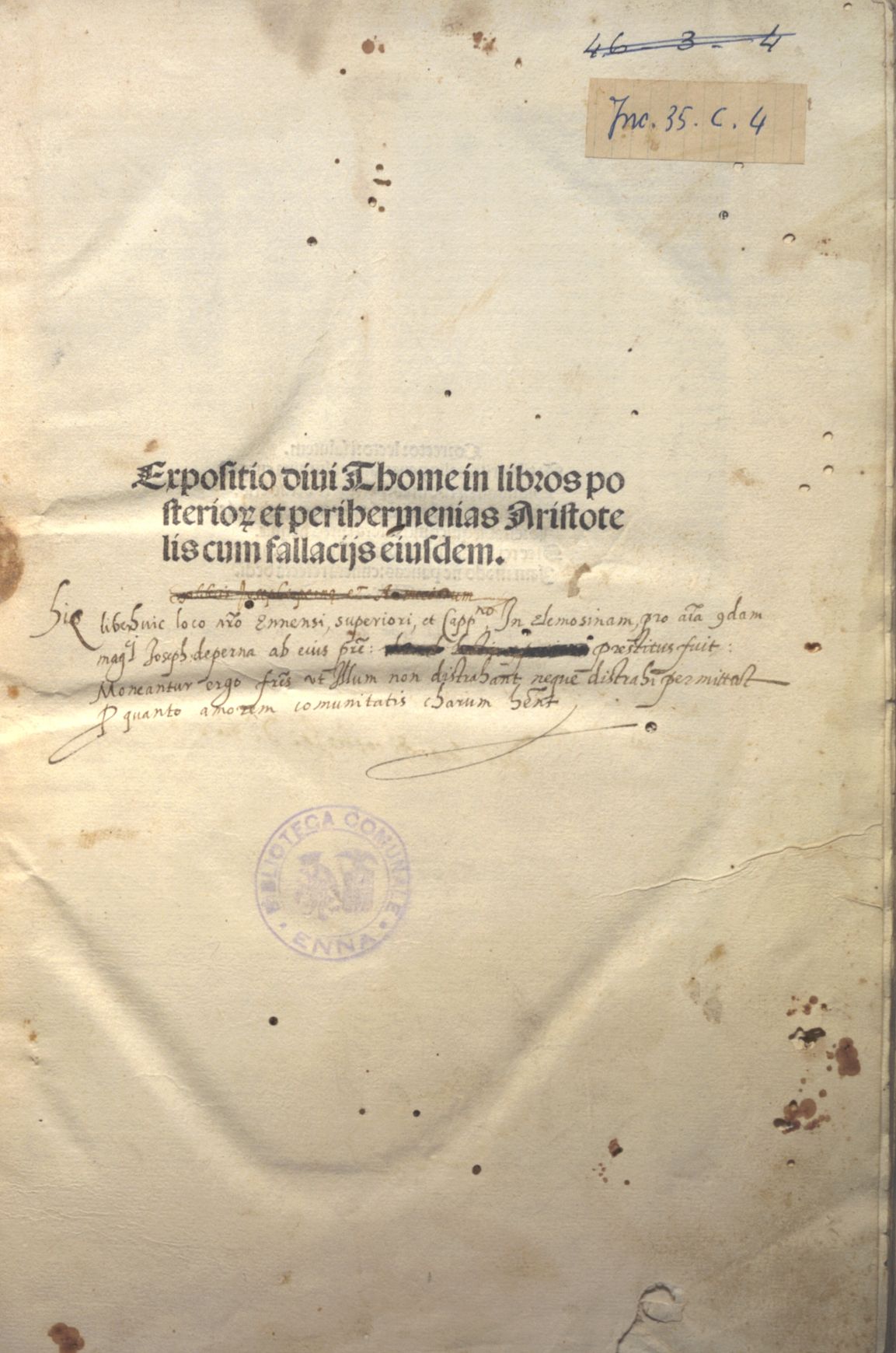 ARISTOTELES, ANALYTICA POSTERIORA,(segue) GUALTHERIUS BURLAEUS, EXPOSITIO IN ANALYTICA POSTERIORA ARISTOTELES. VENEZIA 1494