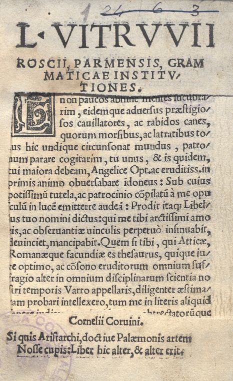 C.34.1.19 – DE ARCHITECTURA. POLLIONE VITRUVIO ROSSI (O ROSCIO). 1538